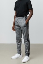 Adidas Kids Gray Heather Track Pants Black Side Stripes Embroidered Logo M 10/12