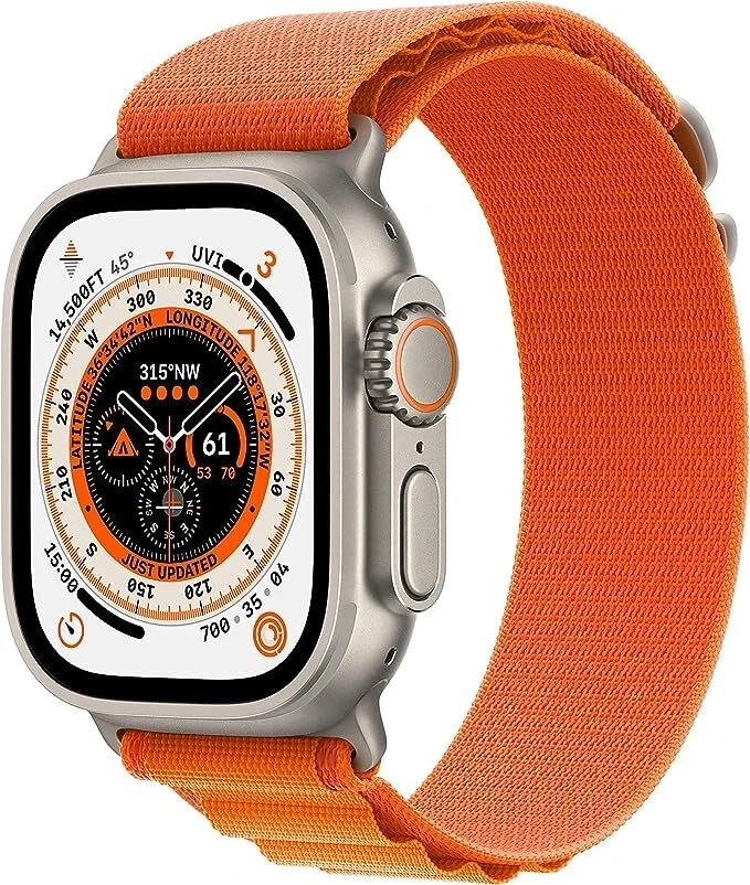 Apple Watch Ultra 1 49mm Titanium & Ceramic Case Orange Strap Warranty