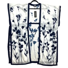 Karl Lagerfeld Paris Kimono Cover Up Womens Size 3 Navy Blue White NWT