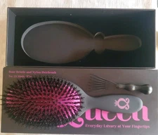 Queen Boar Bristle and Nylon Hair Brush Matte Black New In Box