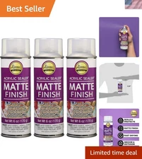 Clear Matte Finish Acrylic Sealer Spray - Pack of 3, 6 Oz Each for All Projects