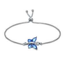Crystal Butterfly Cremation Bracelet for Ashes for Women Stainless Steel Pend...