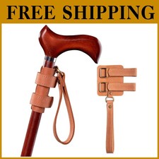 Durable Brown Leather Walking Stick Wrist Cord - Universal