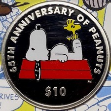 2015 BRITISH VIRGIN ISLANDS .84 OZ SILVER PROOF $10 PEANUTS SNOOPY CARD/COA c#3 1.20 per troy oz