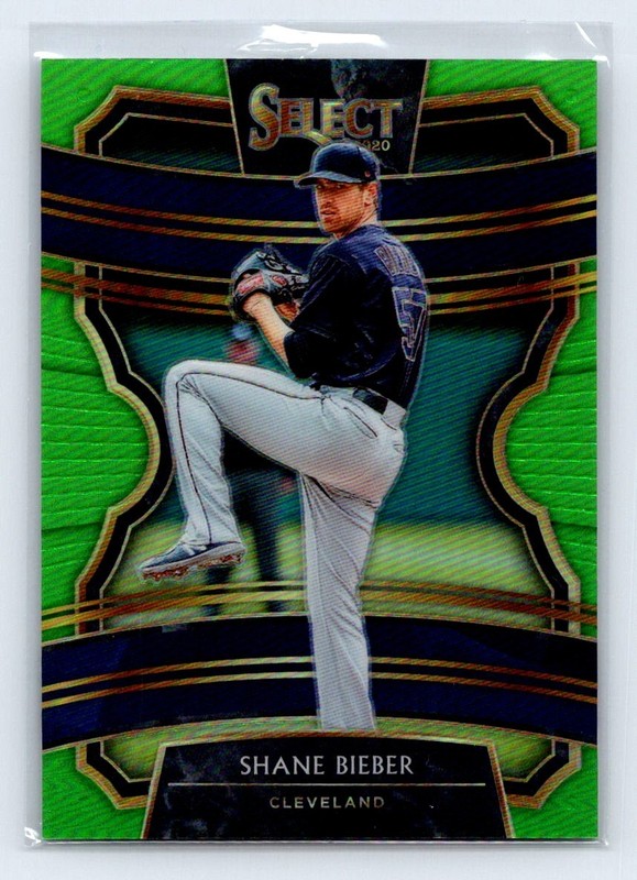 2020 Panini Select #97 Shane Bieber Lime Green Prizm /99