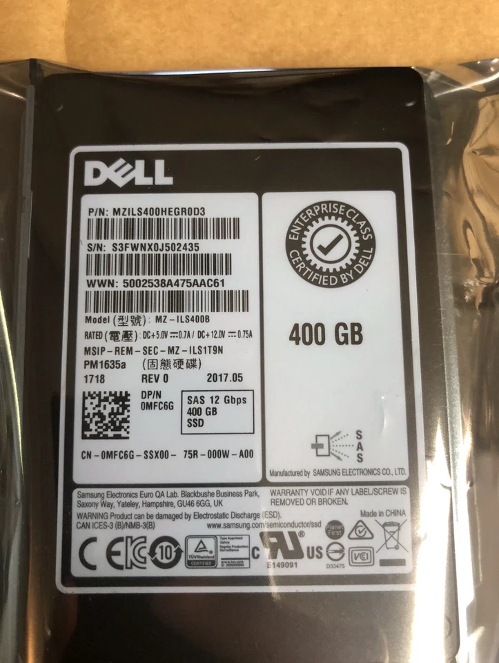 Dell Samsung 400GB SAS 12Gbps 2.5 Mixed Use MU Solid State Drive SSD 14th Gen - Image 2 of 4