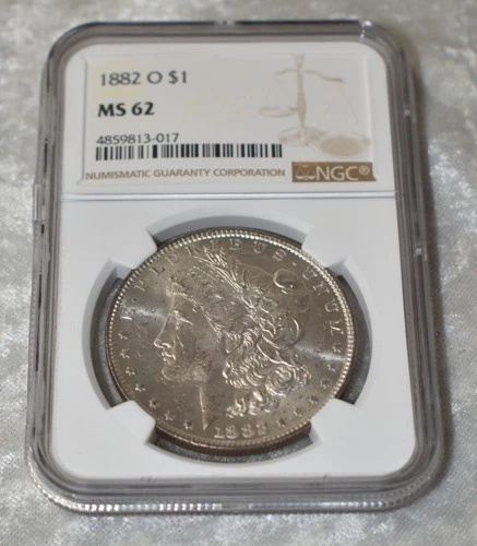 1882 O MORGAN 90% SILVER $1 DOLLAR NGC CERTIFIED MS 62 MS62 NEW ORLEANS US COIN