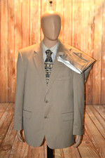 Pronto Uomo Men Comfort Stretch Beige Wool 2 Button Suit Sz 46R Wst 41x29