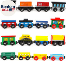 16 Piece Magnetic Wooden Train Set for Toddlers - Includes Storage Bag and Track