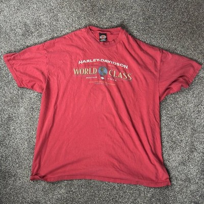 Vintage 90s Harley Davidson World Class T Shirt Red 3XL Syracuse NY