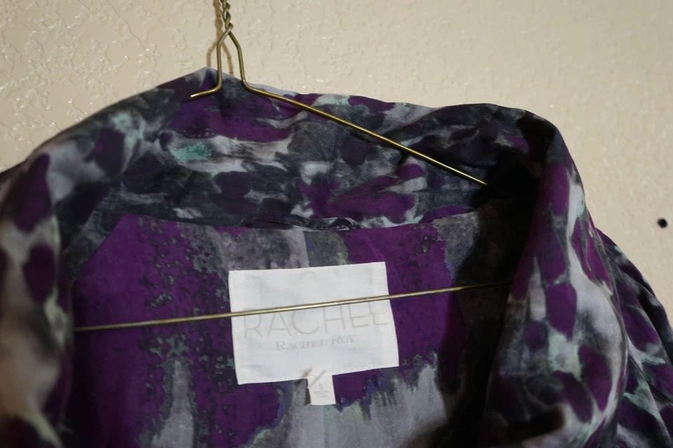 Rachel Roy S lightweight multi color purple gray cotton silk coat dress - Image 4 of 4