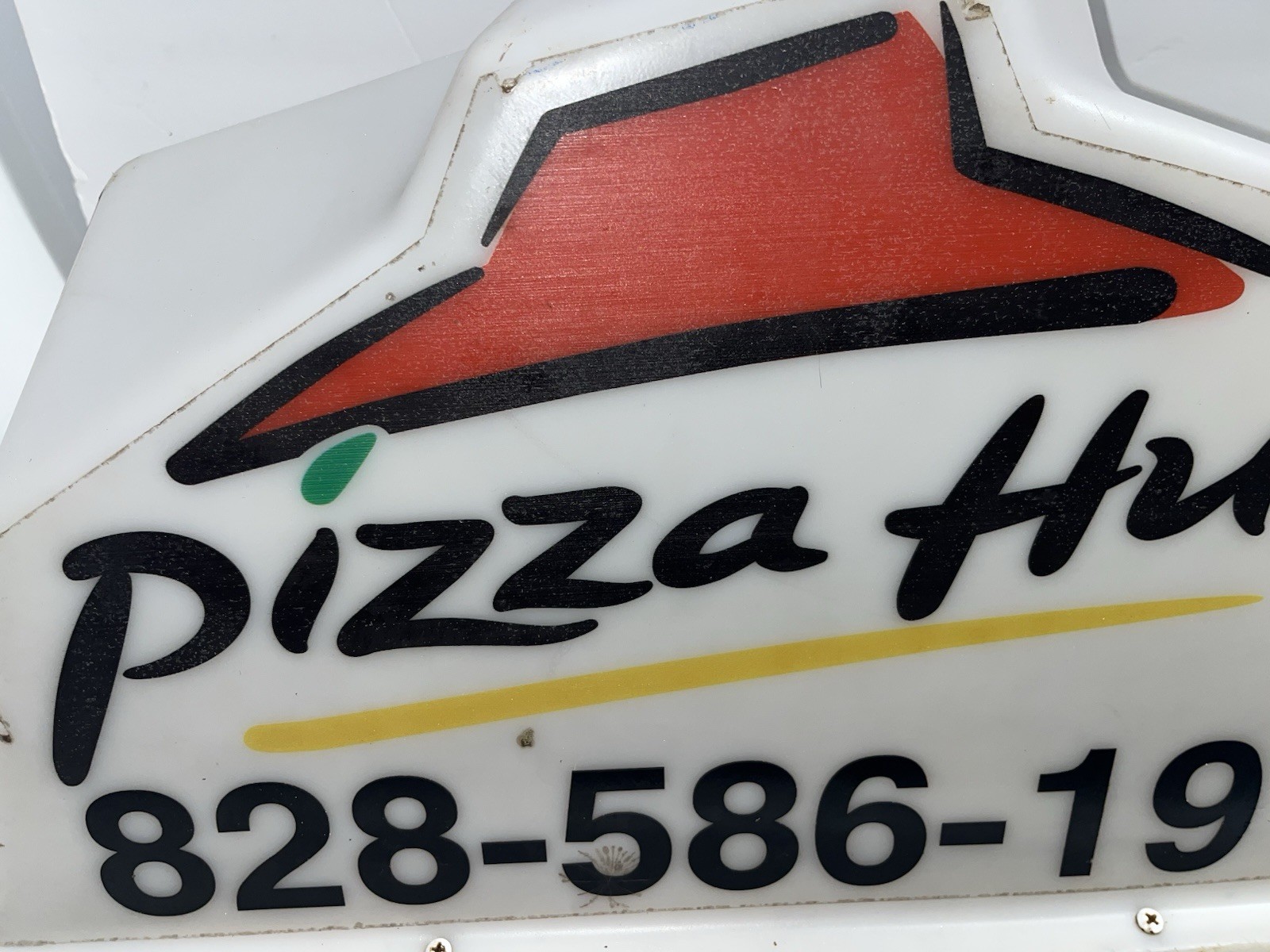 Vintage Pizza Hut Magnetic Car Top Delivery Sign Light-Up Red Roof Untested