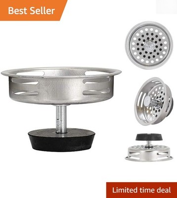 3-1/2 Inch Kitchen Sink Strainer with Rubber Bottom - Easy Install & Rust-Free