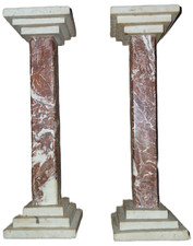 Coppia Colonne Marmo Rosso Verona e Giallo reale Art Déco -1920 - H 33 cm