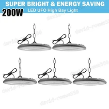 5Pack LED 200W UFO High Bay Lights Warehouse Factory Shop GYM Lamp Super Bright