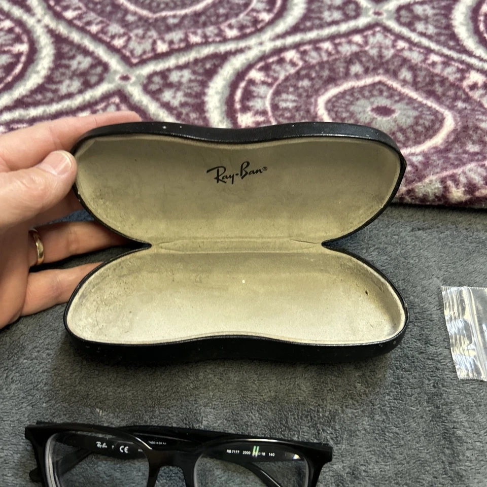 RAYBAN RB7177 2000 Shiny Black 51/18 140 Eyeglass Frame 100% Authentic preowned - image 2 of 4