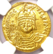 Maurice Tiberius Gold AV Solidus Coin 582-602 AD - NGC MS (UNC) - 5/5 Strike!