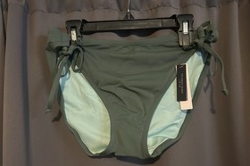 Victoria's Secret Swim Set Bikini Top 38C Bottom XL Green Adjustable Tie Side