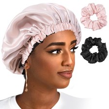 Reversible Silk Satin Bonnet for Sleeping Adjustable