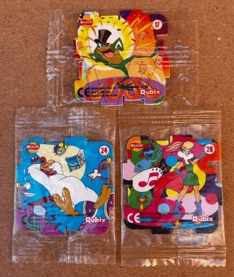 1999 Walkers/Warner Bros LOONEY TUNES QUBIX versiegelte Puzzleteile #17, #24 & #28