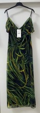 ABITO LUNGO IN TULLE ZARA VERDE STAMPATO SCOLLO DRAPPEGGIATO SPALLE SCOPERTE TAGLIA L NUOVO CON ETICHETTE