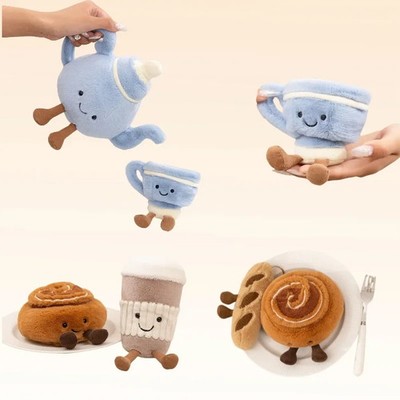 Afternoon Series Plush Toys - Cute Tea Pot, Coffee Cup & Cinnamon Roll Stuffed