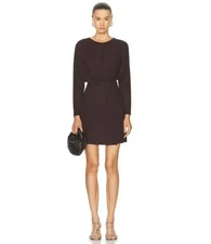 SIMKHAI Tasha Draped Mini Dress in Espresso, Size Small, MSRP $395