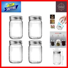 Versatile 6 oz Glass Mason Jars with Corrosion-Resistant Silver Lids - 4 Pack
