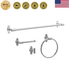 Calloway 4-Piece Bathroom Set Polished Chrome 18"  6" Towel Rack, Toilet Pap...