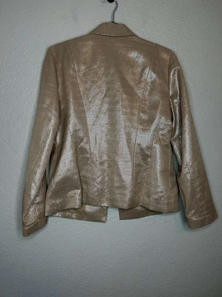 Chaqueta Blazer Chico's Brillo Rubor Metálica Talla 1 Mediana Carrera Foto 3 de 4