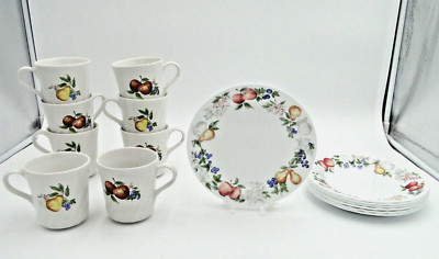 Corelle Coordinates Chutney 7 Plates And 8 Mugs Lot Fruit