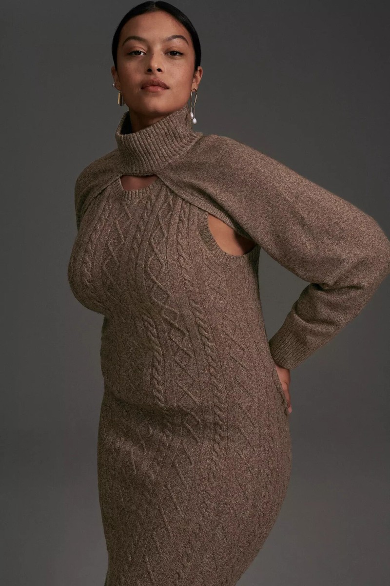 Anthropologie Current Air Cable-Knit Midi Sweater Dress Set 2 Piece Size XS  NWT | eBay
