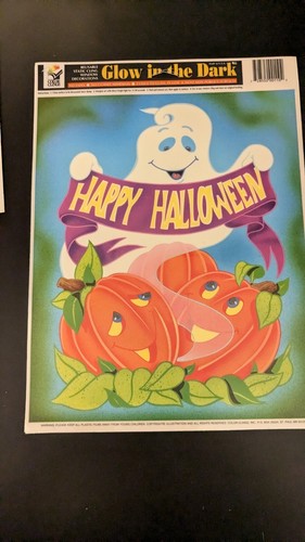 4 Vintage Halloween Glow in The Dark Color Clings Window Decorations NOS Ghosts - Picture 3 of 5