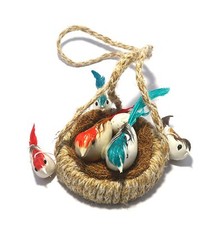 Artificial Jute Hanging Birds with Hanging Nest Jhumar Showpiece