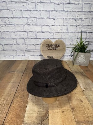 Tilley Endurable Winter Hat with Ear Flaps Brown Herringbone Wool Blend 