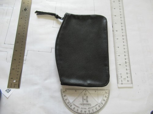 Small Black  Leather Zipper Clutch Purse Bag Pouch