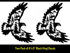 American Eagle Deer Family Scene Two Pk 6 Black Vinyl Decals Car Truck Windows