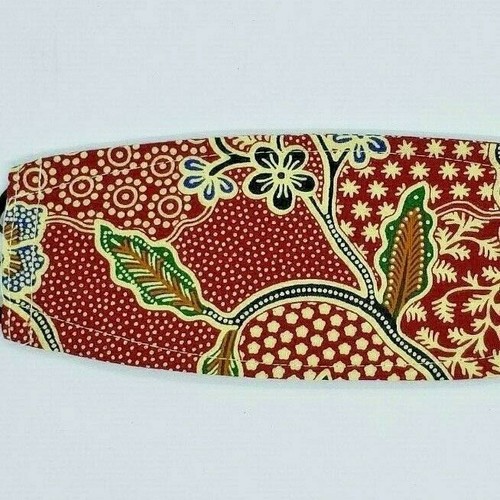 Máscara facial de tela hecha a mano BATIK PRINT puente nasal ajustado algodón triple capa - Imagen 13 de 36