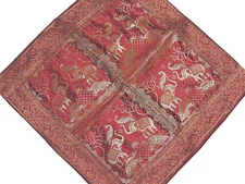 Maroon Decorative Elephant Pillow Cover - 26" Zari Floor Cushion Bed Euro Sham