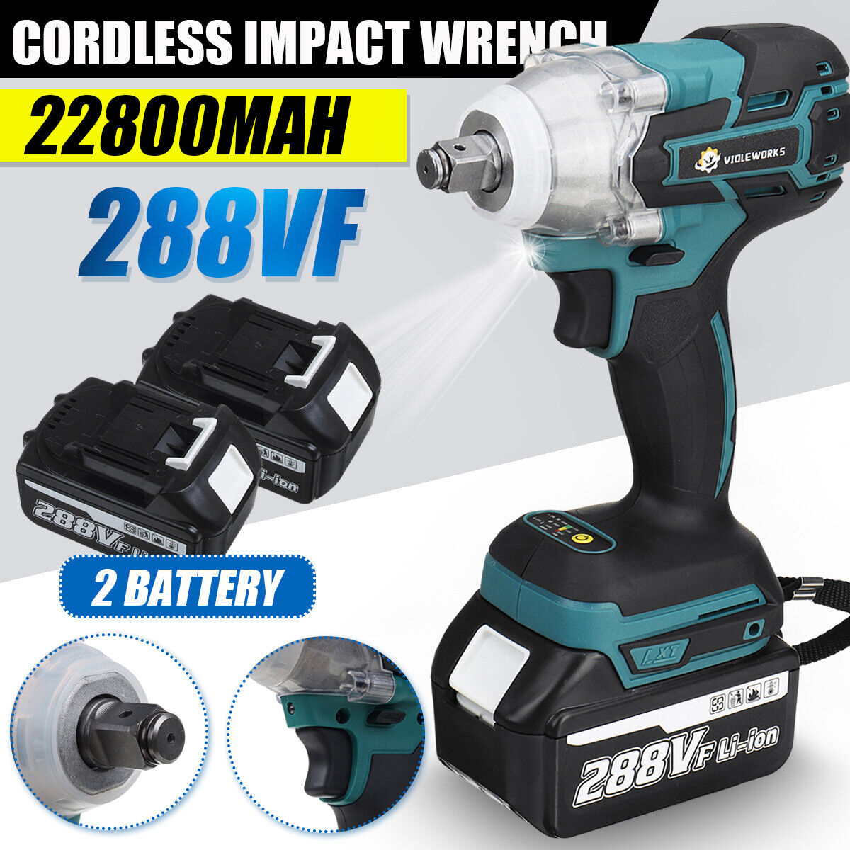 1/2'' 800Nm Llave de impacto Taladro sin escobillas High Prower 288V