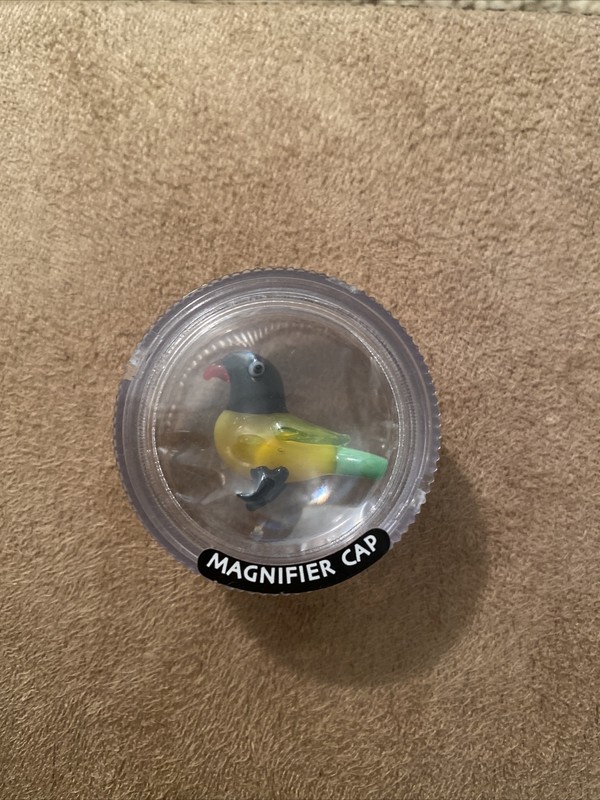 Miniature Bird/Duck Glass Animal Figurine With Magnifier Cap