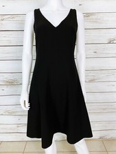 Michael Kors Womens A-Line Dress Size 4 Black V-Neck Back Zip Sleeveless LBD 