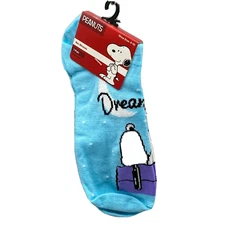 PEANUTS Snoopy No Show Socks "DREAM BIG" Women Shoe Size 4-10