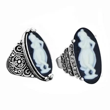 Wholesale Lot 10 pcs Lady Cameo Rings Size Mixed Eye Shape Fashion Women Jewelry