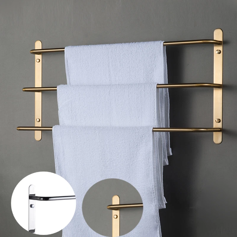 Hand Polishing Finished 3 Tiers Towel Rack Wall Mounted Multilayer - 60cm