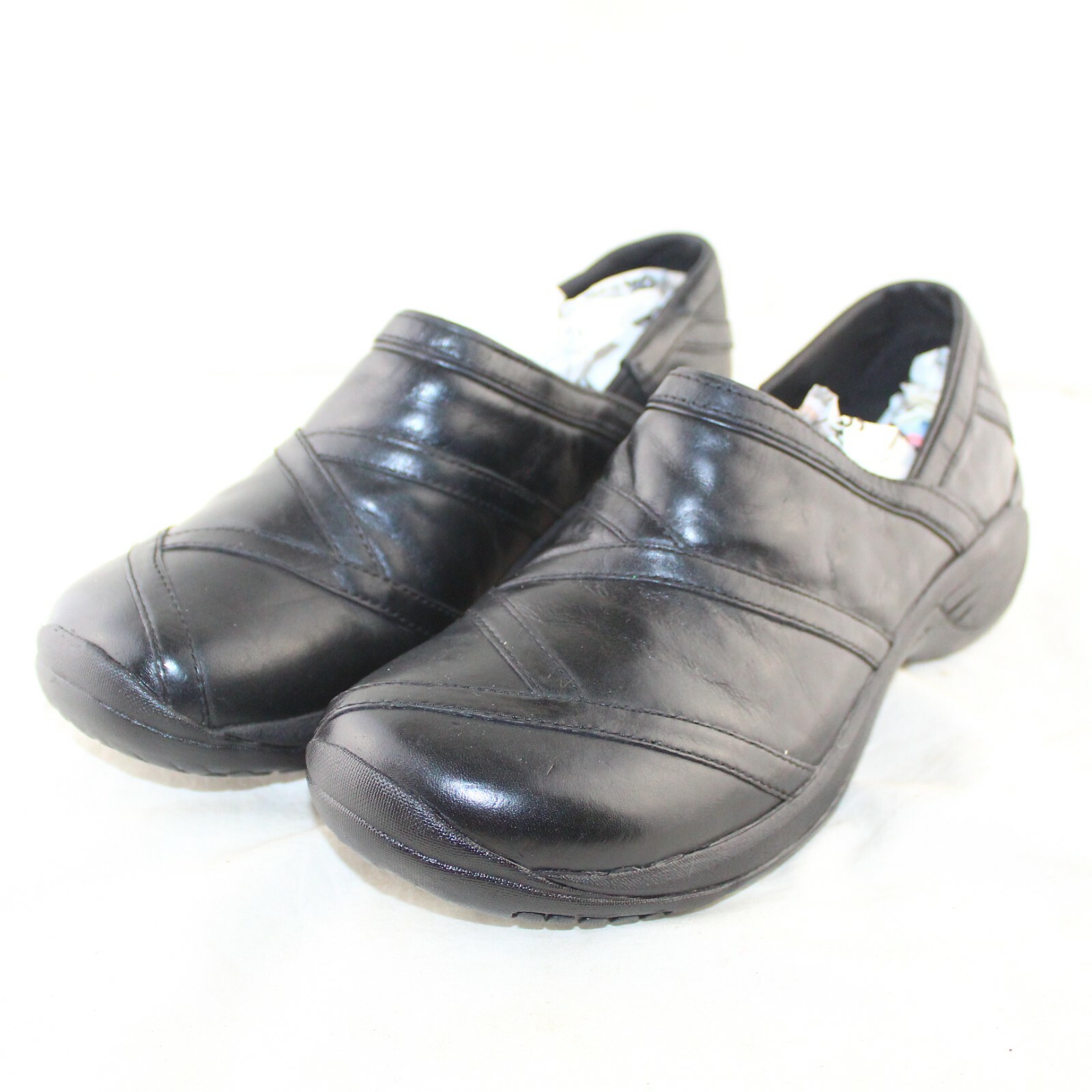 MERRELL scarpe donna slip on tacco medio blocco tomaia pelle nera misura 9 5 Medium