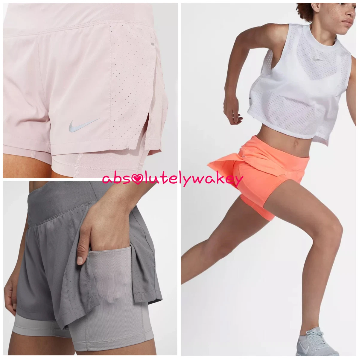 Nike Eclipse 3 Women's Dri-FIT 2in1 Running Training Shorts Fitted Inner  Tights