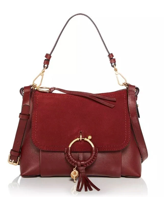 See by Chloe Joan Small Leather & Suede Shoulder Bag - Burnt Mahogany/Gold