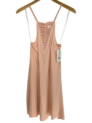 Billabong Mini Dress Sz S Nude Pink Strappy Racerback Swing Dress Beachcore Boho