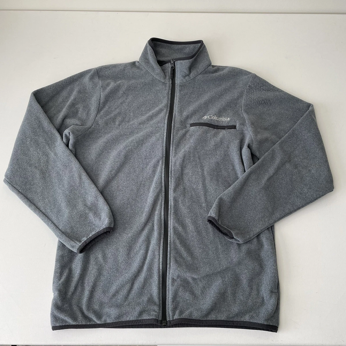 Columbia Mountain Crest Full Zip Fleece Jacket Mens Small Gray